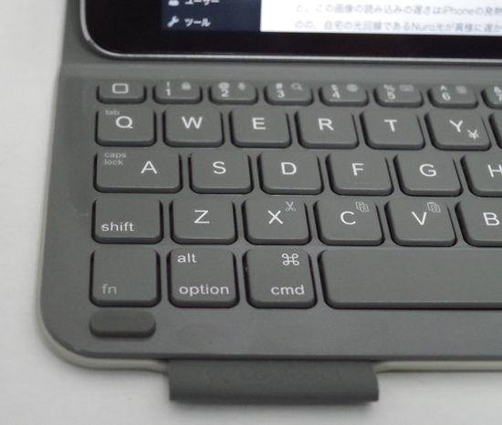 LOGICOOL ウルトラスリム キーボード フォリオ for iPad mini TM725　キーボード左側