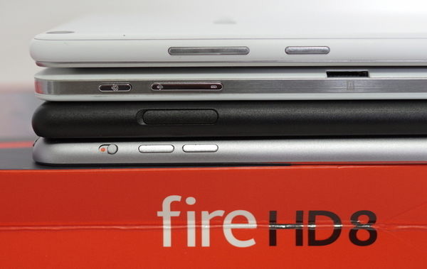 TE507/FAW、Chuwi Hi8、Fire HD 8、iPad mini3を並べて表示