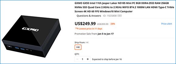 PC/タブレット デスクトップ型PC GXMO GX55、Jasper Lake N5105 / PCIe SSD 256GB搭載で 219.99ドルの 